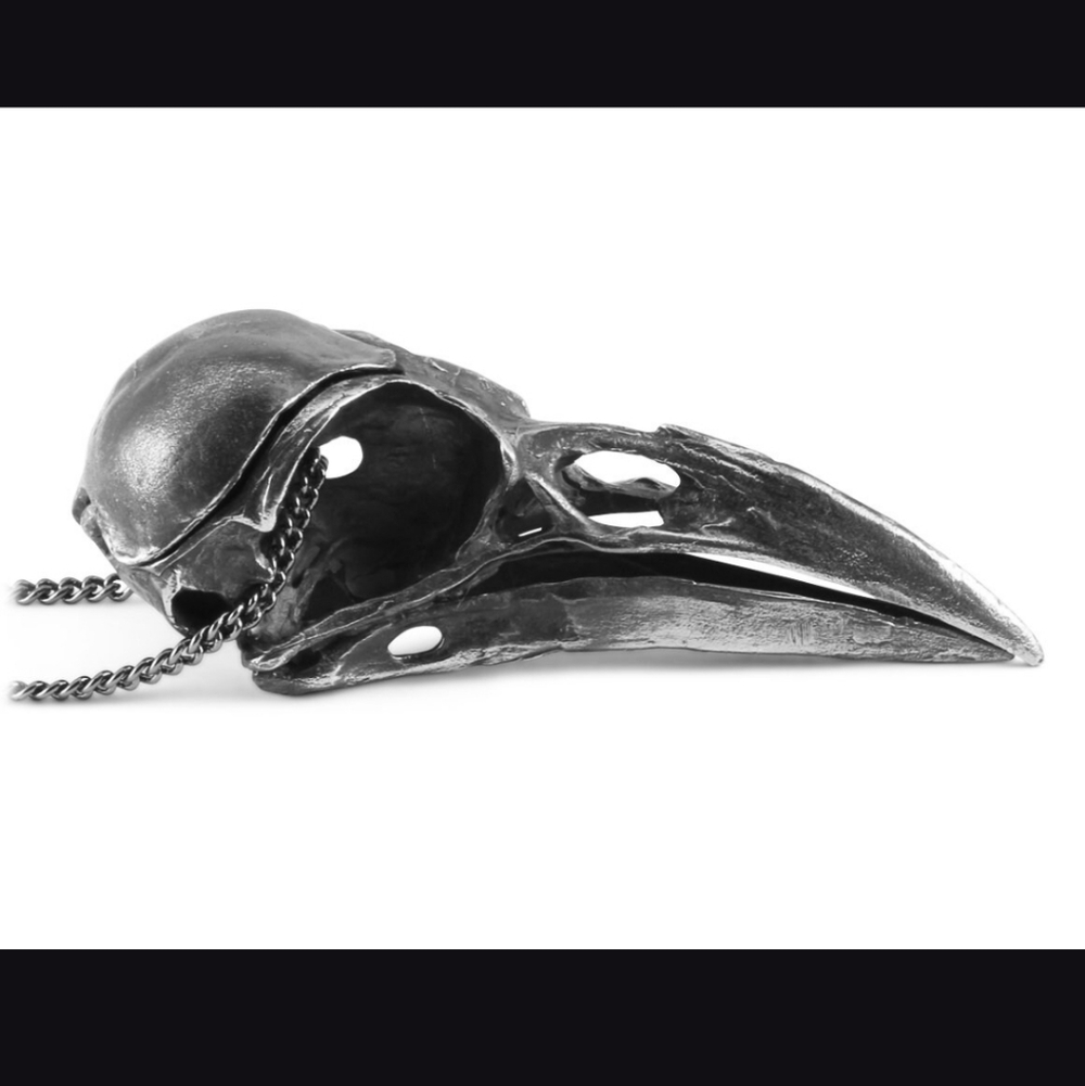 Solid Bronze Crow Skull Pendant - image 7